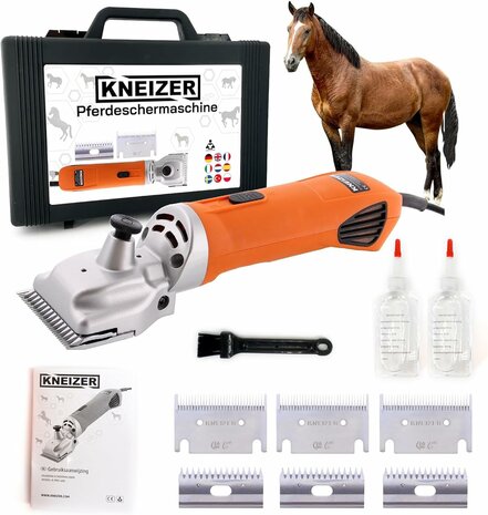KNEIZER Tondeuse pour chevaux, ensemble complet avec accessoires &ndash; avec lames interchangeables &ndash; silencieuse et peu vibrante